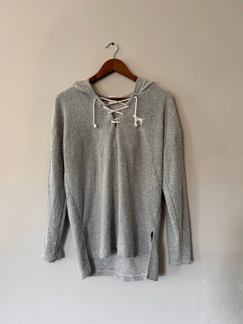Victoria Secret Textured‎ PINK V Neck Sweater - Size: S Blue Gray